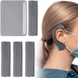 STSTR 4Pcs Nasal Cannula Ear Cushions, Breathable Oxygen Ear Protectors for Oxygen Tubing, Soft Loop Design Comfort Ear Pads for Ear Pain Relieve, Eyeglasses, Oxygen Users - Grey, 12 x 9 cm