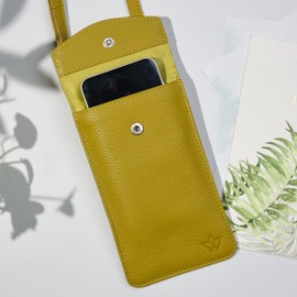 WASAMA Genuine Leather Phone Crossbody Bag With 2 Card Slot With RFID Protection (Cumin)