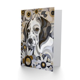 Artery8 Greeting Card Dog Lover Cute Puppy Abstract Floral Pet Portrait Blank for Him Or Her Art Birthday Card
