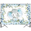 Sensfun Elephant Boy Baby Shower Backdrop, Blue Floral Elephant Baby