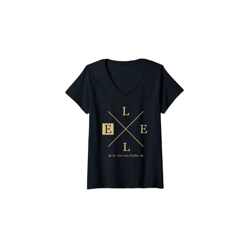 Women's Ele la Vie Est Belle V-Neck T-Shirt, black