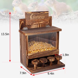 Squirrel Feeder Table Nut Bar, Lalafancy Carbonized Squirrel Feeders for Outside Tree Funny Wooden Feeding Station for Garden Backyard, Stable Squirrels Bar Stools
