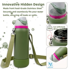 Silicone Boot Set for Cute Owala Water Bottle 24 oz - Includes Non-Slip Sleeve, Shoulder Strap & Handle Strap, Perfect Owala Accessories, Fits Owala Tumbler, Owala Free Sip, Pink owala (Camo Cool)