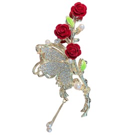 Baluue Metal Hair Claw Clip Back Clamp Holder Flower Clip Rhinestone for Hairstyles