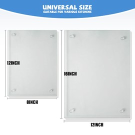 Mymonfif Mymonfif Tempered Glass Cutting Board for Kitchen, Clear Glass Board for Countertop, Heat Resistant, with Non-Slip Feet, 12x16" & 12x8" 2 Pcs Clear