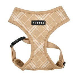 Puppia Corwin Dog Harness A (Over-The-Head) Fashionable Checkered Pattern Spring Summer Harness for Small and Medium Dogs, Beige, Large