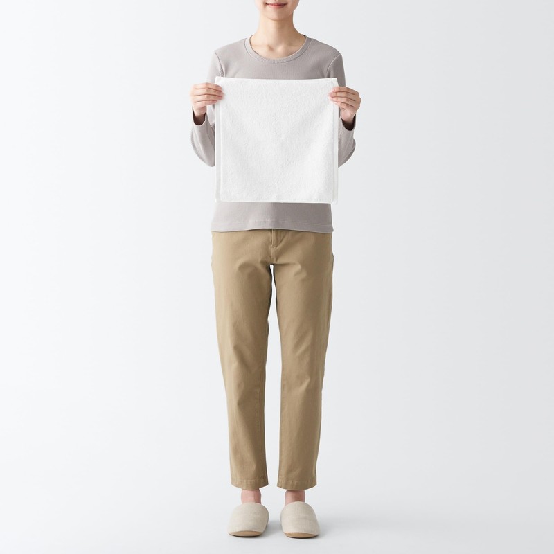 MUJI 84775468 Color Stitching Pile Weave Hand Towels, Set of