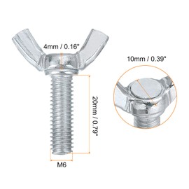 sourcing map 5pcs M6x20mm Wing Butterfly Screws Bolts, Wing Bolt Thumb Hand Screws, Carbon Steel Butterfly Screws