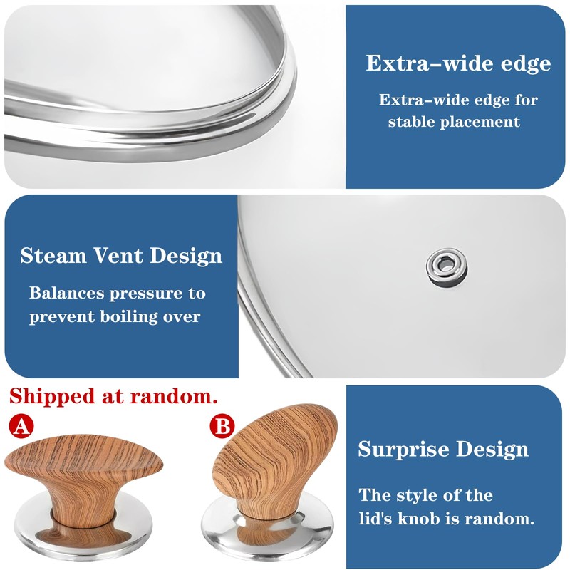 10 Inch Pan Lid, Tempered Replacement Pan Cover, 6,8,9.5,10.5,11,12,12.5 Inch