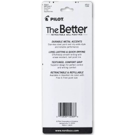 Pilot 15268 Better Retractable Fine 0.7mm Ballpoint Pens Asst Colors, Pack of 3