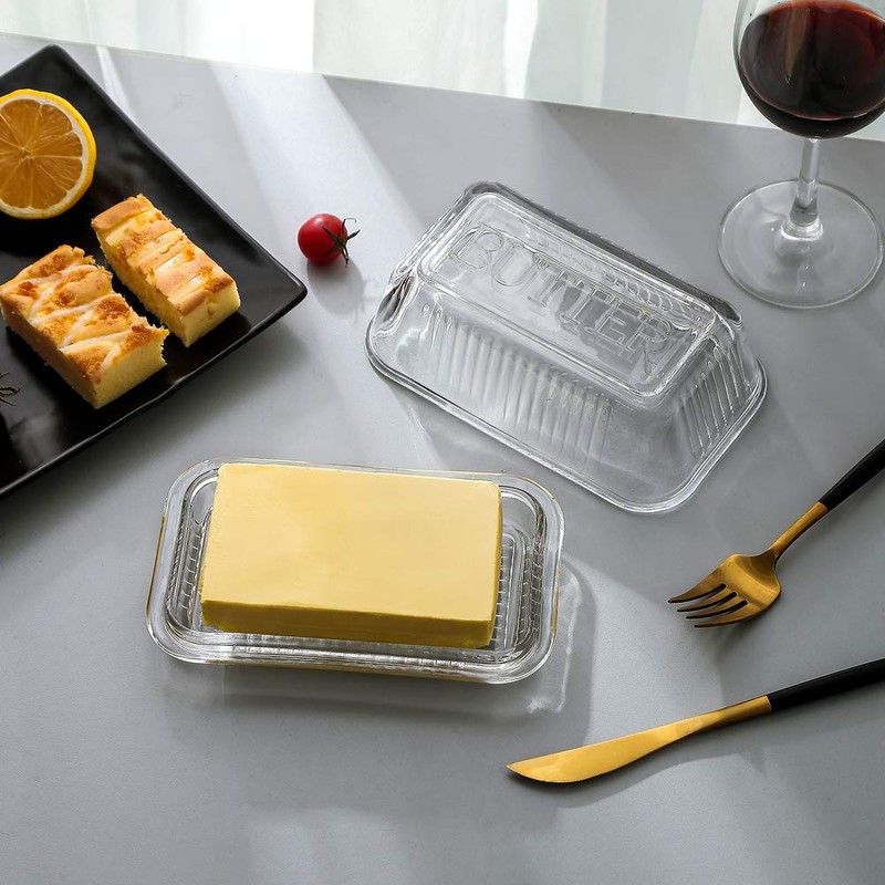 Glass Butter Dish with Lid from 1500 C Tabletop Farm-house