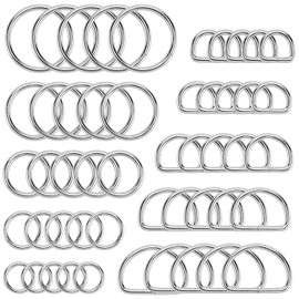 Hysagtek 50pcs Metal O-Ring D-Ring Non-Welded Buckles for Bag Straps Belt Macrame Silver 15mm 20mm 25mm 32mm 38mm, silver