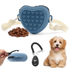 Bibabala Dog Treat Pouch Set,Silicone Waist Belt of Treat Bag,with Training Clicker(Dark)