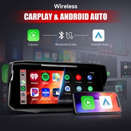6.86 Inch Motorcycle Carplay Screen Rimoody with Wireless Carplay Android Auto for Car, Bluetooth, GPS Navigation, EQ, IP67 Waterproof Touchscreen, Mirror Link, Voice Control