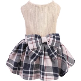 Bingpet Dog Clothes, Pet Clothes, Flowers, Summer Dress, Yukata, Dog and Cat Clothing, Checkered Pattern, Bowknot, Spring, Summer, Autumn, Checked, Cute, Girls, Stylish, Dog Wear, For Small Dogs, For