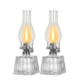 2 Pack Large Oil Lamp Classic Kerosene Lamp Lantern Vintage Oil Lamps for Indoor Use Decorative Antique Clear Hurricane Lamp for Emergency Lighting, 11 Inch