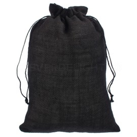 CleverDelights 10" x 14" Black Burlap Bags - 10 Pack - Jute Burlap Drawstring Sacks - 10x14 Inch