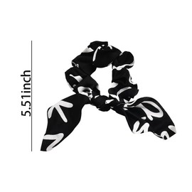 Black and White Hair Bows for Women Bowknot Hair Tie for Thick Hair Scrunchies for Girls Hair Ribbon Elastic Ponytail Holders for Kids Hair Accessories for Teens Large Hair Bow Ties for Women 2Pcs