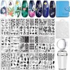 Biutee 15 Sets Nail Stamp Plates, Nail Print Iron Plates,