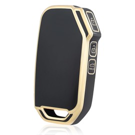 OFF WE GO Schlüsselhülle Cover für KIA Autoschlüssel Hülle für Ceed Cerato Soul Sportage Sorento Stinger Rio Optima NIRO Forte 3 Tasten TPU Auto Schlüssel Schutzhülle Schlüsselbox Cover, Schwarz Gold