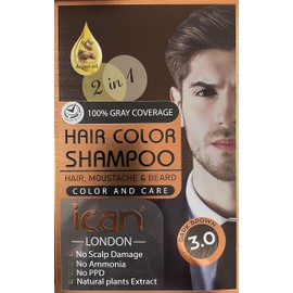 Hair Colour Shampoo Dark Brown 3.0 100% Grey Cover 30ml - 8 Bags