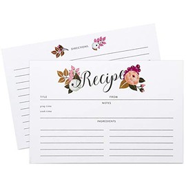 Polite Society Recipe Cards Refill Set 55 Double Sided Recipe Cards, 4x6 inches. Thick Card Stock