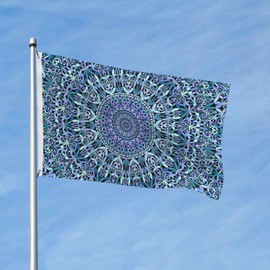 Outdoor Flags Blue petal mandala design Summer Garden flag Double Sided Yard Flags 3x5FT Spring Summer Holiday Garden Decor for Outside, Lawn, Porch, Balcony.