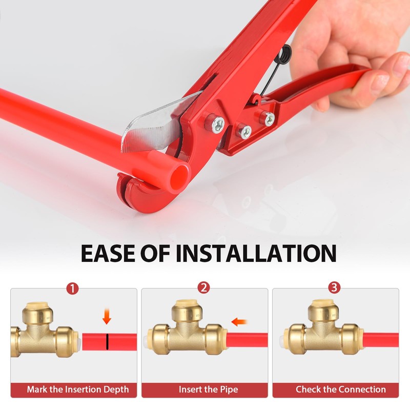 EFIELD Push-Fit Fitting 1/2" Tee to Connect Pex, Copper, CPVC