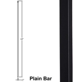 1/2" Stair Railing Iron Balusters (15-Pack) Plain BAR Stair Parts Modern Hollow (Real Satin Black not Matte) Metal Spindles - 1/2" x 44" Tall