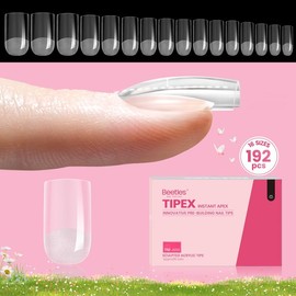 Beetles Tipex Instant Apex Nail Extension Tips Kit Almond/Coffin/Square/Oval/Stiletto/Squaoval Shape Thick Acrylic Nail Flat Nails Manicure Gel press ons Nail Art DIY Nails Art mothersdaygift:_Short Square 16Sizes 512Pcs(Only Tips)