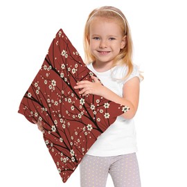 Beabes Cherry Tree Decorative Throw Pillows Covers, Japanese Floral Cherry Throw Cushion Cover Cotton Linen Pillowcases for Bedroom Sofa Living Room, 18x18 Inch, Red White