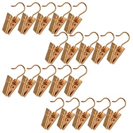 20 Pack Small Heavy-Duty Hook Clip Set Metal Curtain Hangers Clips for Clip Photo Home Decoration Art Craft Display (Gold)