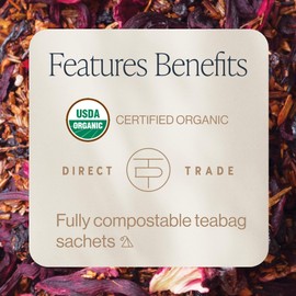Rishi Tea Blueberry Hibiscus Herbal Tea - USDA Organic, Direct Trade Sachet Bags, Antioxidants, Caffeine Free, Sweet, Tangy - 15 Count (Pack of 1)