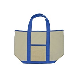 Simple Ecology Reusable Organic Cotton Super Duty Canvas Tote & Grocery Bag- Blue (shopping bags, heavy duty, washable, foldable, pockets, handbag, durable handles, strong magnetic closure)