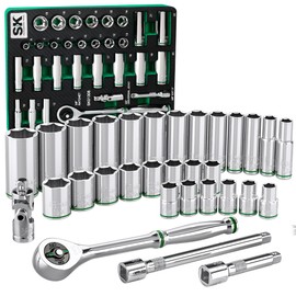 SK Tools USA 3/8" Drive, 31 Piece, 6 Point, Standard & Deep, Metric Chrome Socket Set | SK01308-216P