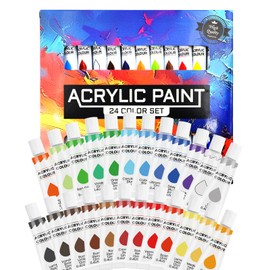 BlissfulBlend Acrylic Paint Set for Adults, 24 Pcs of 12mL Paints Non-Toxic Craft Paint for Easter Eggs, Paper, Canvas, Rock, Wood, Ceramic - 24 Colors Art Supplies