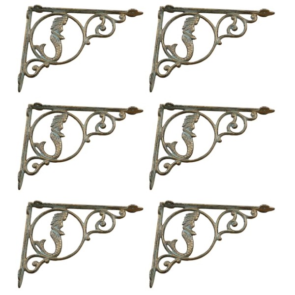 Midwest Craft House 6 CAST IRON MERMAID NAUTICAL SHELF BRACKETS