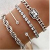 Fashion Jewelry Rhinestones And Silver Plated 4 Piece Bracelet Charm