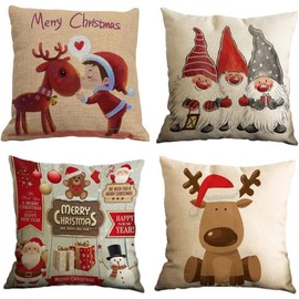 Anyingkai Set of 4 Christmas Cushion Covers, 40 x 40 cm, Cushion Cover, Christmas Decoration Cushion Covers, Christmas Cushion Covers, Christmas Pillow Covers
