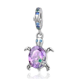 YUMINN Ocean Charms 925 Sterling Silver for Women Bracelets and Necklaces Turtle Fish Crab Dangle Beads Gifts for Women, Sterling Silver, Cubic Zirconia