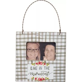 PBK ~ www.intheberrypatch.com Wood Ornament~Mini Picture Frame Sign~"Live In The Moment"~Primit