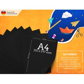 50 Sheets Black Craft Card 300 g/m² - Premium Paper Jet Black - DIN A4 - 21 x 29.7 cm - Photographers Black Blank for Photography, Presentations, Crafts, Photo Cardboard, Made in Germany