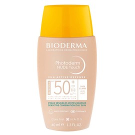 Protector Solar Bioderma Photoderm NUDE Touch FPS 50+ Tono Muy Claro con Efecto Piel Natural y Acabado Mate, Anti-Imperfecciones, 40 ml