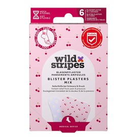 Wild Stripes Pastel Bloom Blister Plaster Set, Hydrocolloid Plasters Against Blisters & Friction on the Feet, Sensitive & Skin-friendly, Waterproof, Colourful Plasters Flowers & Cherries (Pack of 6)