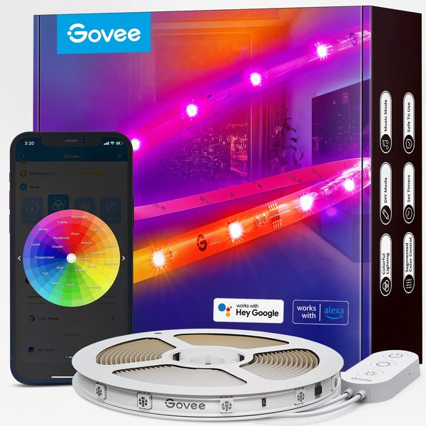 Govee RGBIC Pro LED Strip Lights, 16.4ft Color Changing Smart LED Strips, Works with Alexa and Google, Segmented DIY, Music Sync, WiFi and App Control, LED Lights for Living Room, Bedroom, Christmas