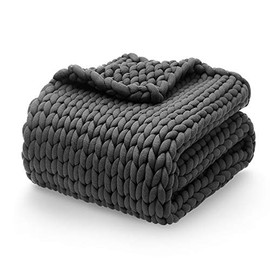 YnM Weighted Blanket, Hand Made Chunky Knit Weighted Throw Blanket for Sleep, Stress or Home DÃ©cor (Dark Grey, 15lbs), Suit for One Person(~140lb) Use on Twin/Full Bed