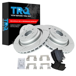 TRQ Rear Brake Pad & Rotor Kit Performance Semi-Metallic Premium G-Coated Compatible with 2017-2018 Dodge Challenger 2012-2019 Charger