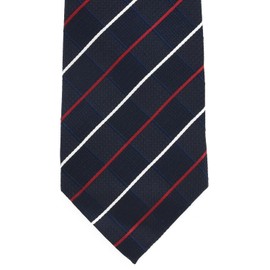 Michi Kolondon Brand Necktie, 100% Silk, Jacquard Woven, Plaid Pattern, Embroidered, D Pattern: D Navy, Free size