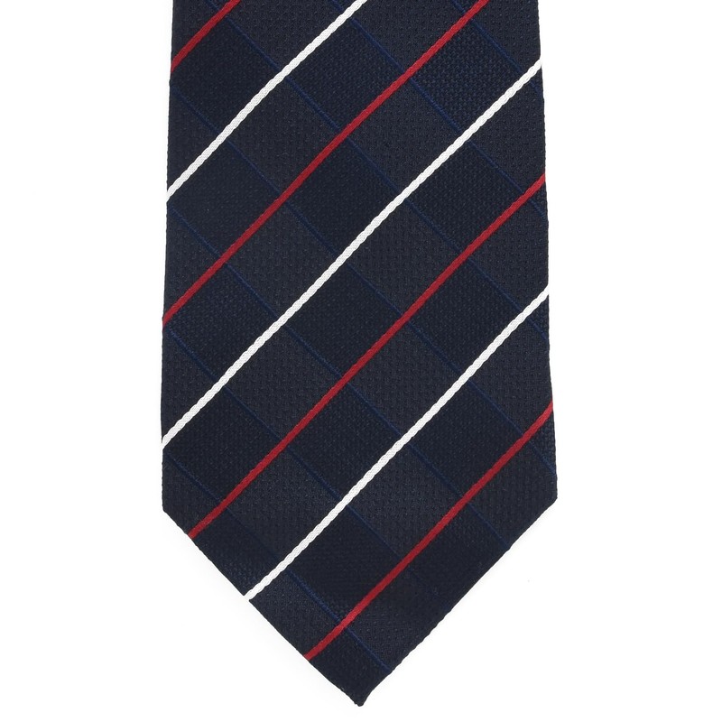 Michi Kolondon Brand Necktie, 100% Silk, Jacquard Woven, Plaid Pattern,