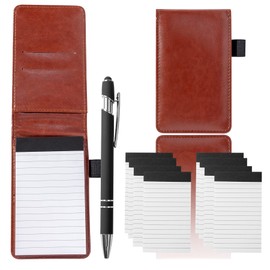 Camelmother 10 Pieces Small Notepad Holder Set Pocket Notebook 3 x 5 Inch with Pen
